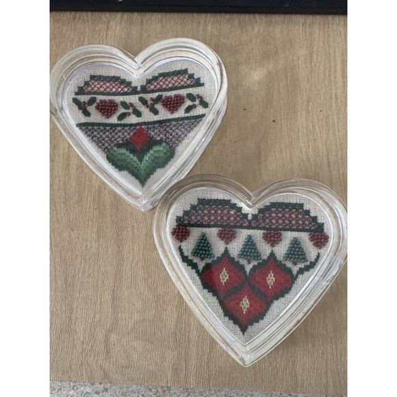 Heart-Shaped Cross-Stitch Acrylic Coasters - Picture 3 of 10